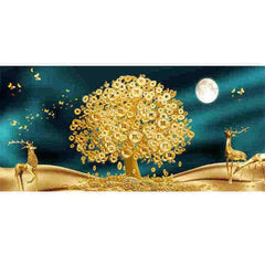 Canvas Poster Abstract Money Tree And Moon Decorative Painting