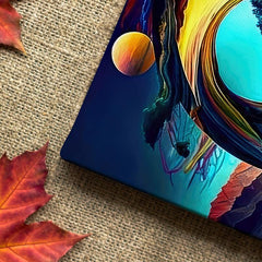 Colorful Abstract Tree Reflection Painting, Home Office Wall Decor