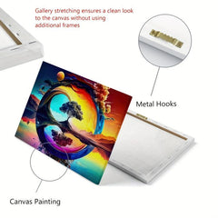 Colorful Abstract Tree Reflection Painting, Home Office Wall Decor