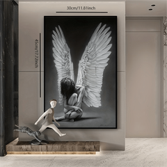 Feather Figure Canvas Art Print Sexy Woman Painting