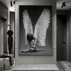 Feather Figure Canvas Art Print Sexy Woman Painting