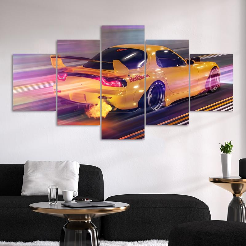 5pcs Set Canvas Poster HD Car Motorcycle Race Vehicle Home Decoration Gift