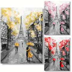 Yellow Grey & Paris Canvas Wall Art