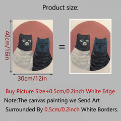 Abstract Cat Painting On Canvas Wall Art - Home Wall Decor