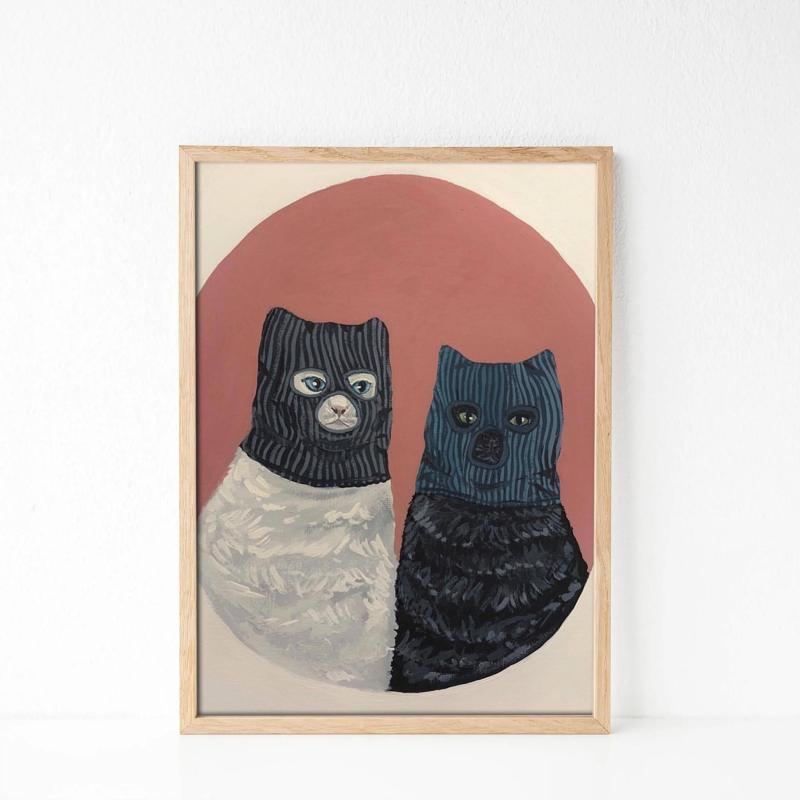 Abstract Cat Painting On Canvas Wall Art - Home Wall Decor
