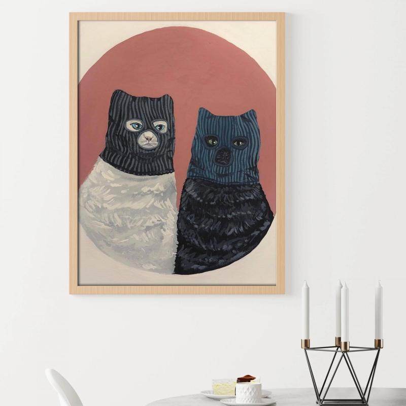 Abstract Cat Painting On Canvas Wall Art - Home Wall Decor