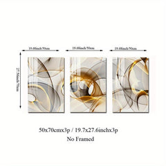 3pcs Golden Light Art Canvas Posters for Home/Office Decor