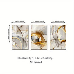 3pcs Golden Light Art Canvas Posters for Home/Office Decor