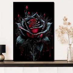 Vintage Blood Rose Flower Painting Canvas Wall Art