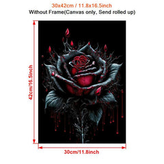 Vintage Blood Rose Flower Painting Canvas Wall Art