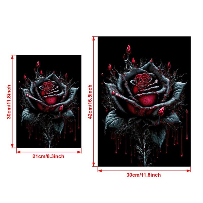 Vintage Blood Rose Flower Painting Canvas Wall Art