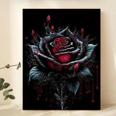Vintage Blood Rose Flower Painting Canvas Wall Art