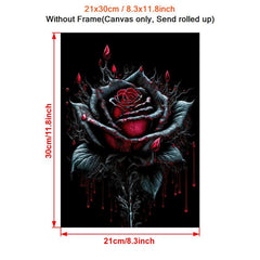 Vintage Blood Rose Flower Painting Canvas Wall Art