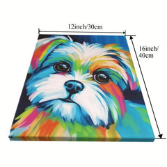 Framed Elephant Dog Canvas Wall Art