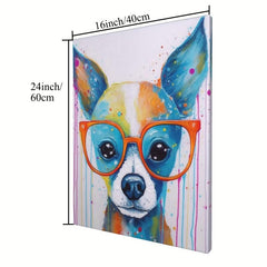 Framed Elephant Dog Canvas Wall Art