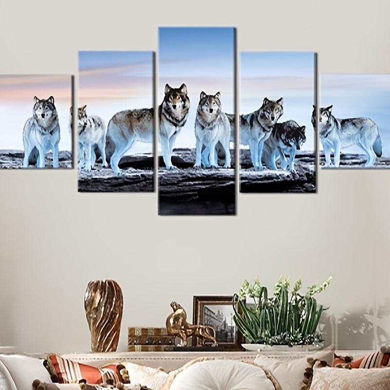 5pcs Animals Wolf Canvas Painting Wall Art Home Decor No Frame