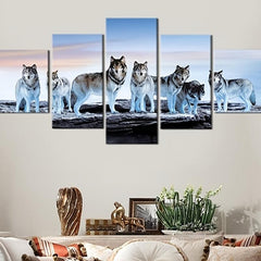 5pcs Animals Wolf Canvas Painting Wall Art Home Decor No Frame