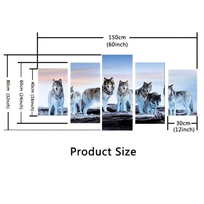 5pcs Animals Wolf Canvas Painting Wall Art Home Decor No Frame