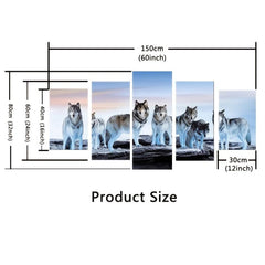 5pcs Animals Wolf Canvas Painting Wall Art Home Decor No Frame