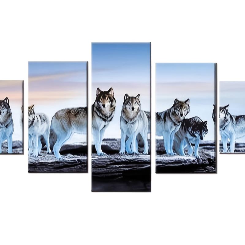5pcs Animals Wolf Canvas Painting Wall Art Home Decor No Frame