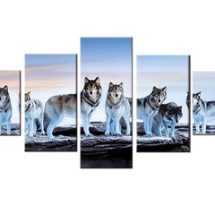 5pcs Animals Wolf Canvas Painting Wall Art Home Decor No Frame