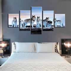 5pcs Animals Wolf Canvas Painting Wall Art Home Decor No Frame