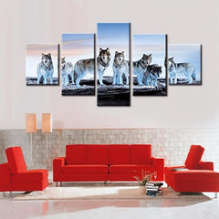 5pcs Animals Wolf Canvas Painting Wall Art Home Decor No Frame