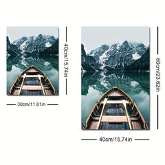 Nordic Nature Landscape Painting Forest Lake Boat Art Canvas Print Wall Picture