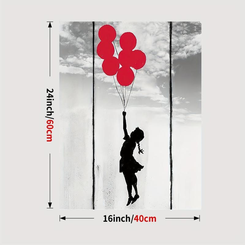Street Graffiti Canvas Poster Girl With Red Balloon Wall Art