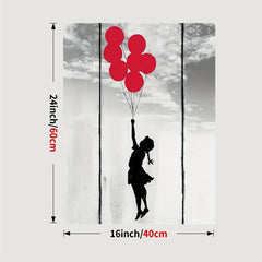 Street Graffiti Canvas Poster Girl With Red Balloon Wall Art