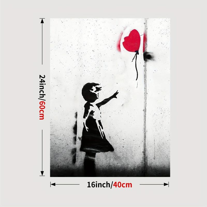 Street Graffiti Canvas Poster Girl With Red Balloon Wall Art