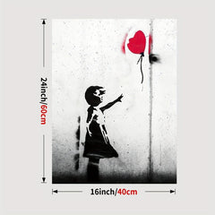 Street Graffiti Canvas Poster Girl With Red Balloon Wall Art