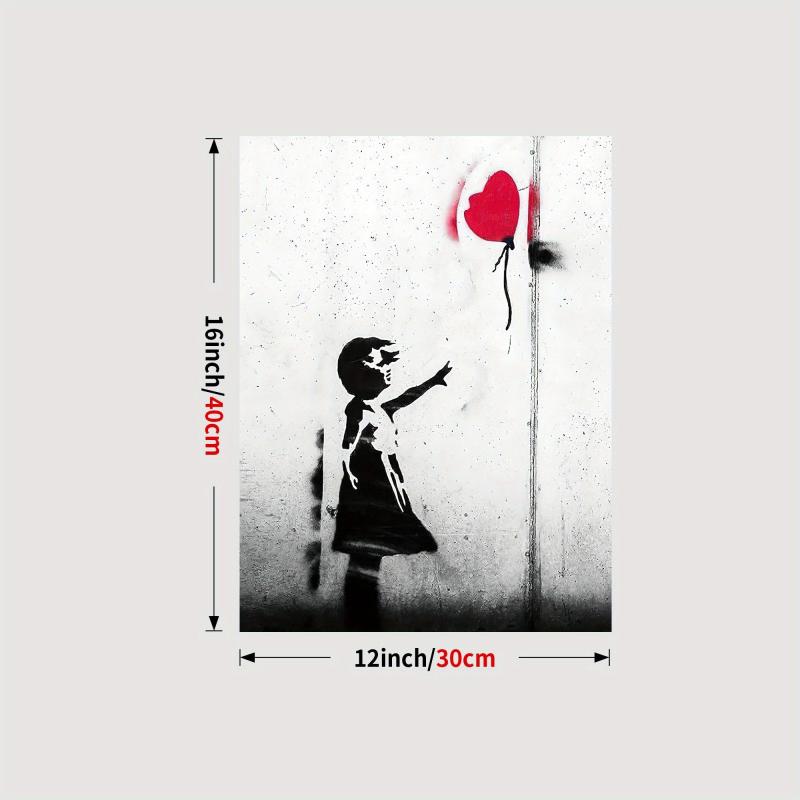 Street Graffiti Canvas Poster Girl With Red Balloon Wall Art