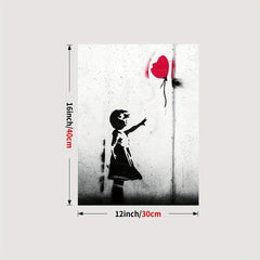 Street Graffiti Canvas Poster Girl With Red Balloon Wall Art