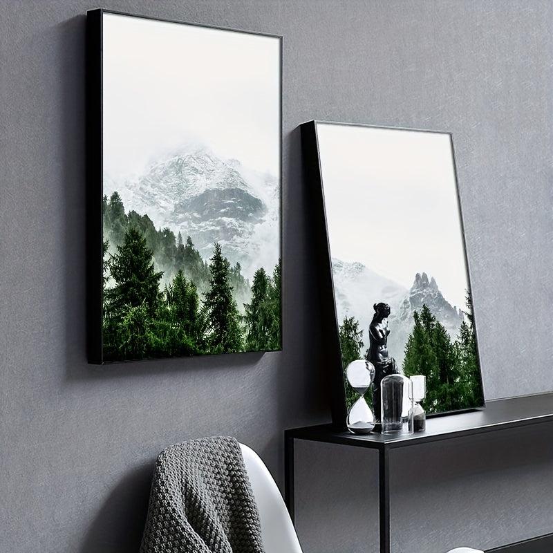 3pcs Canvas Poster Green Forest Posters Snow Mountain Natural Scenery