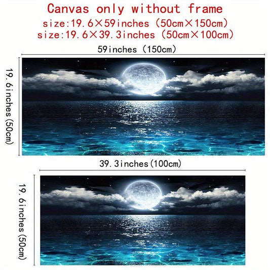 Modern Ocean & Night Moon Canvas Painting - Interior Decoration