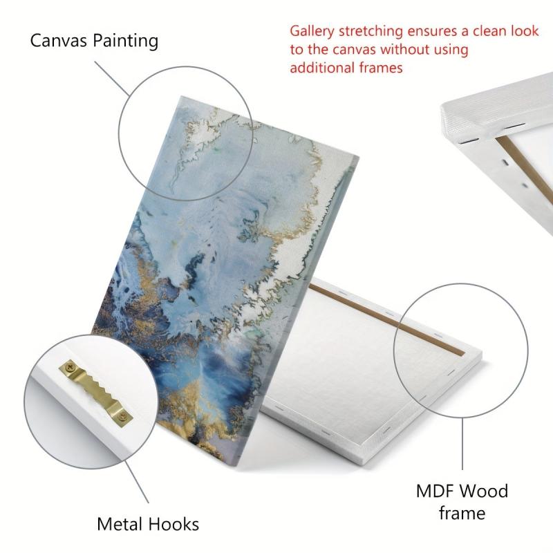 Framed Nordic Canvas Paintings With Golden Embellishment