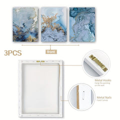 Framed Nordic Canvas Paintings With Golden Embellishment