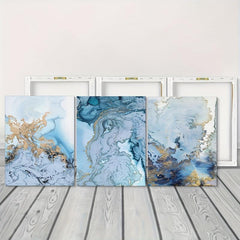 Framed Nordic Canvas Paintings With Golden Embellishment