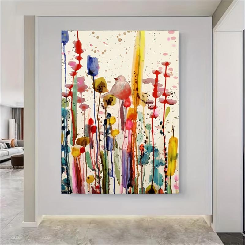 Fairy Birds In Flower Bushes Canvas Posters