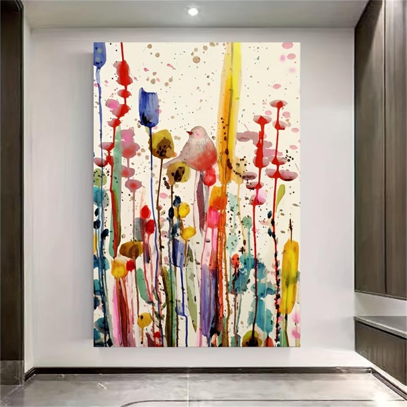 Fairy Birds In Flower Bushes Canvas Posters