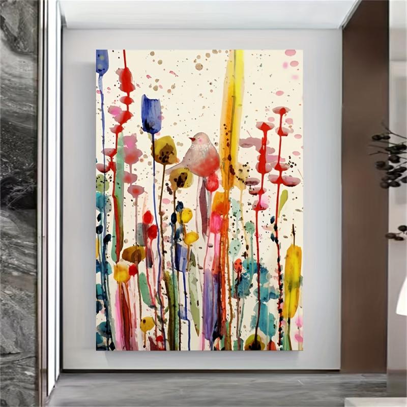 Fairy Birds In Flower Bushes Canvas Posters