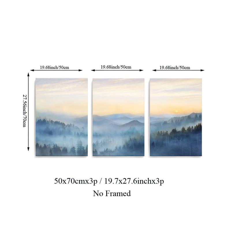 3pcs Sunset Mountain Scenery Canvas Art Poster Nordic Style Art Decor Painting