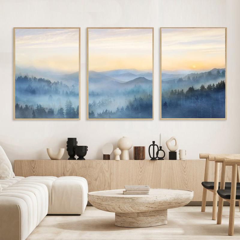 3pcs Sunset Mountain Scenery Canvas Art Poster Nordic Style Art Decor Painting