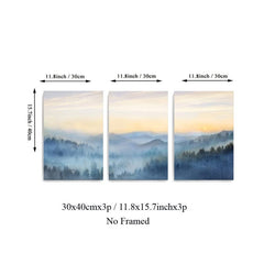 3pcs Sunset Mountain Scenery Canvas Art Poster Nordic Style Art Decor Painting