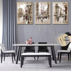 3pcs Modern Street View Architectural Decoration Painting