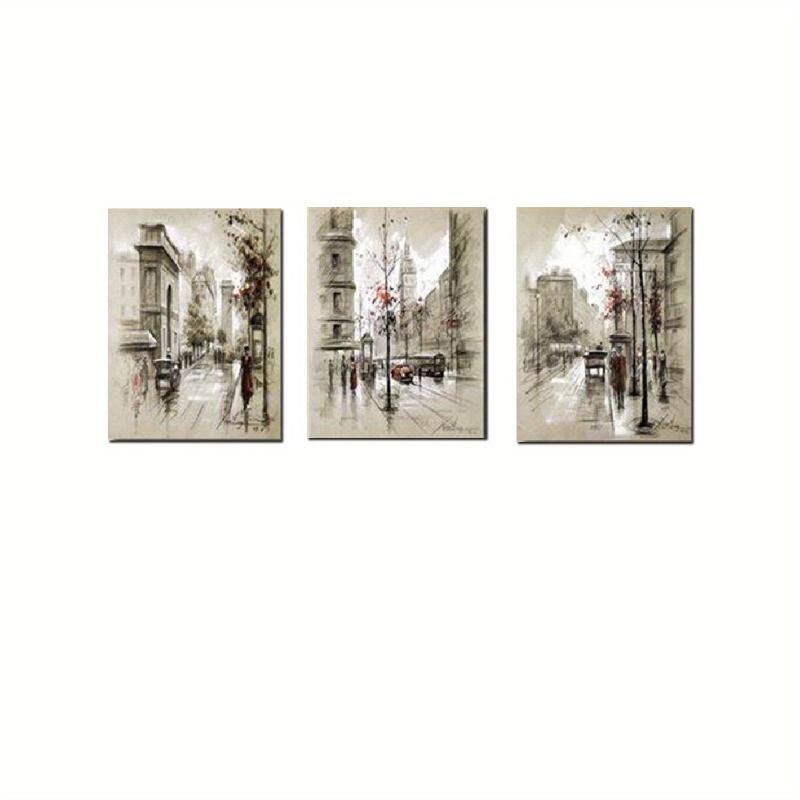 3pcs Modern Street View Architectural Decoration Painting