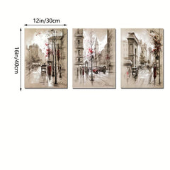 3pcs Modern Street View Architectural Decoration Painting