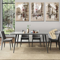 3pcs Modern Street View Architectural Decoration Painting