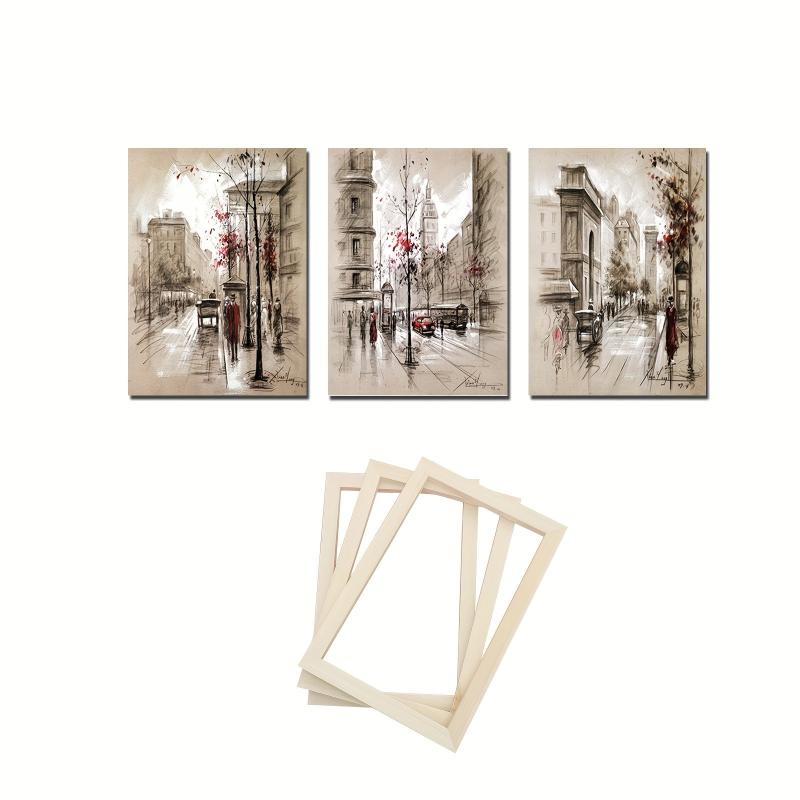 3pcs Modern Street View Architectural Decoration Painting